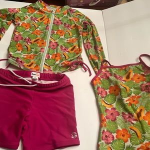 SwimZip Girls rash guard suit 6-8 used